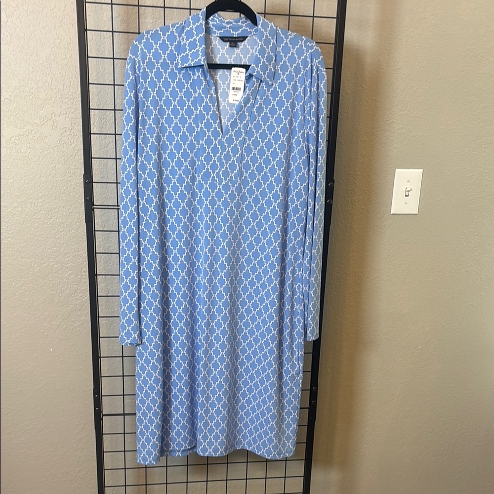 Brooks Brothers Light Blue & White Geometric Long-Sleeve Shirt
